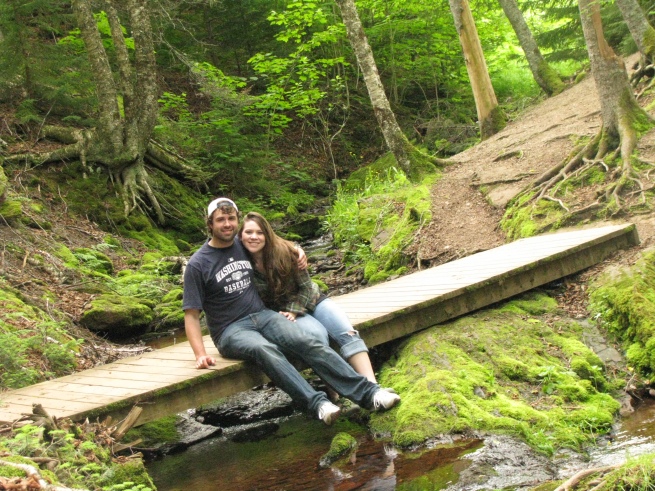 Breeah and I on a bridge on the Dickson Falls trail